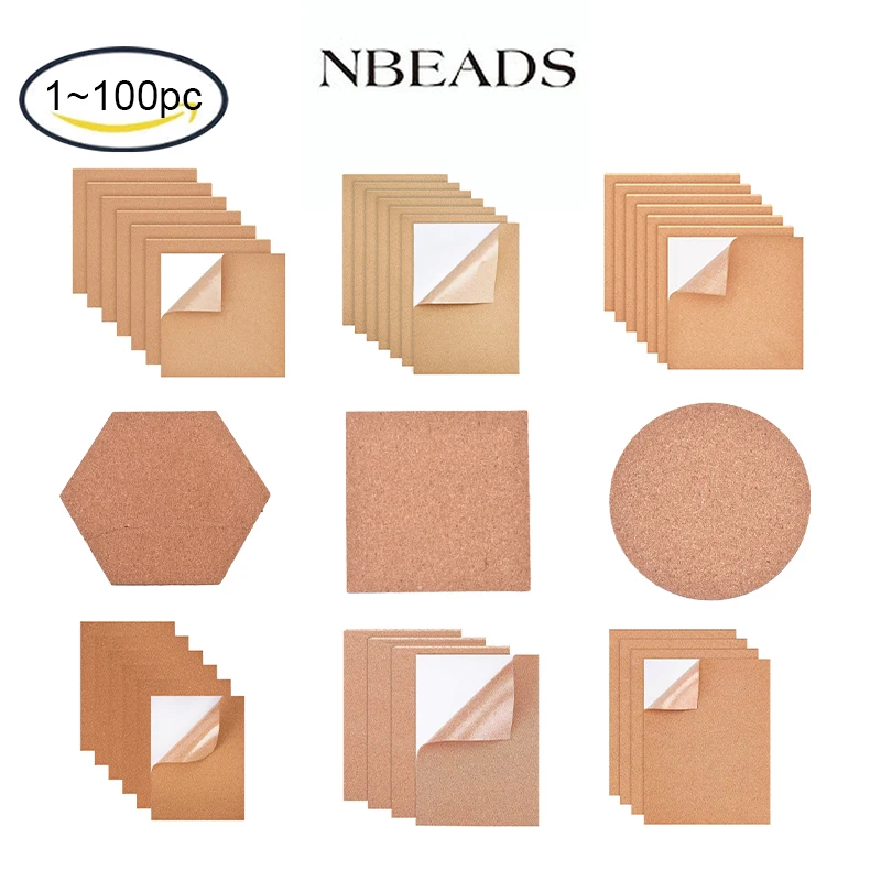 1-100PCS Self-Adhesive Cork Sheets(1mm thick) Cork Tiles Cork Mat 12x12 Inch with Adhesive Back for Wall Decoration Party