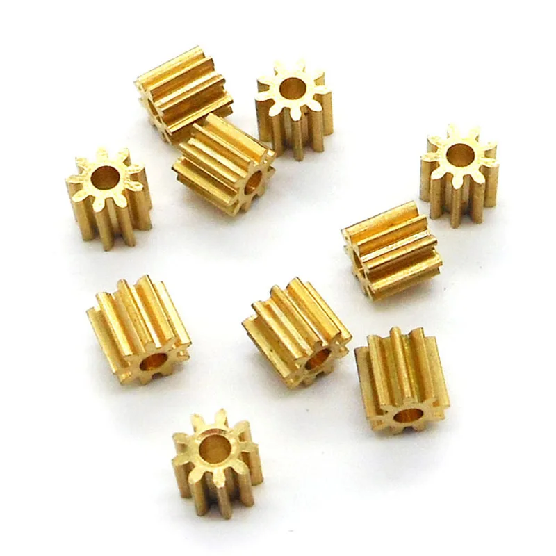 92A 0.5M Copper Gear 9 Teeth 1.98mm (2mm Tight) Steering Pinion UAV Model Toy Accessories Technology Class DIY Model Parts 10PCS