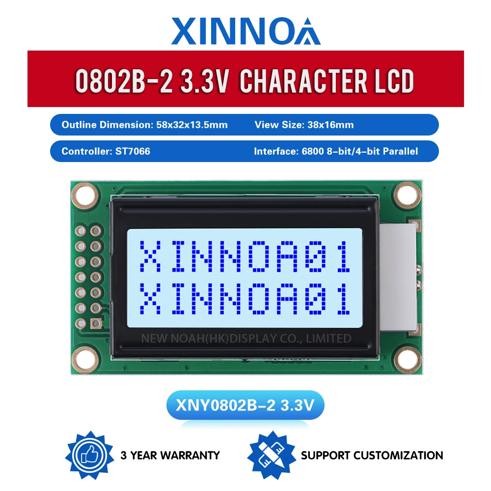 Gray Film Blue Letters 0802B-2 3.3V Liquid Crystal Display 02*08 LCD 14 PIN Factory Direct Sales Of 8*2 Character LCD Screen