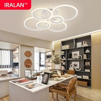 Modern LED Ceiling Light Flush Mount Lighting Fixture With White Rings Acrylic Chandelier Lamp For Living Room Bedroom Lounge