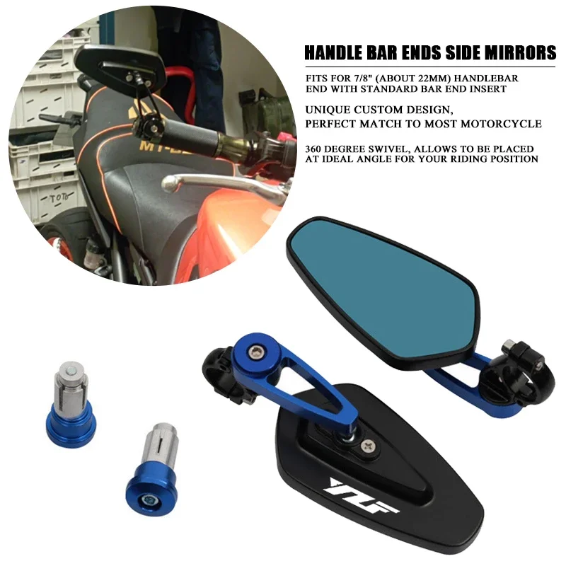 

Espejos retrovisores extremo manillar motocicleta,para yamahaYZF,R1,R3,R6,R15,R25,R125, R1M, 7/8 " 22MM,YZFR1,YZFR3,YZFR6,YZFR15