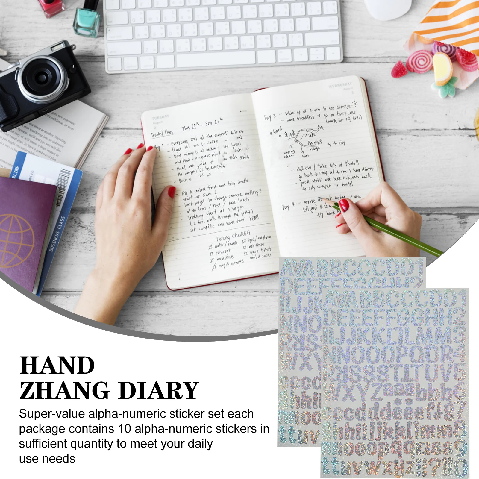 

10 Sheets Laser Letter Stickers Waterproof Vinyl Self Adhesive Removable Alphabet Decals for Craft Home Car Scrapbook Decor