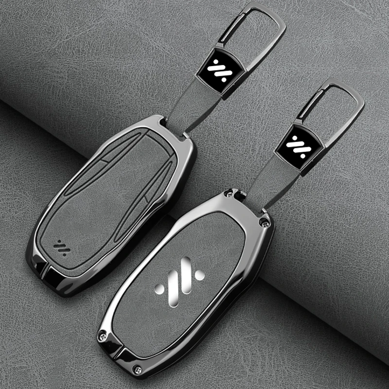 Zinc Alloy Leather Car Remote Key Case Cover For IM 2022 L7 2023 LS6 2023 LS7 Auto Key Fob Shell Keychain Accessories