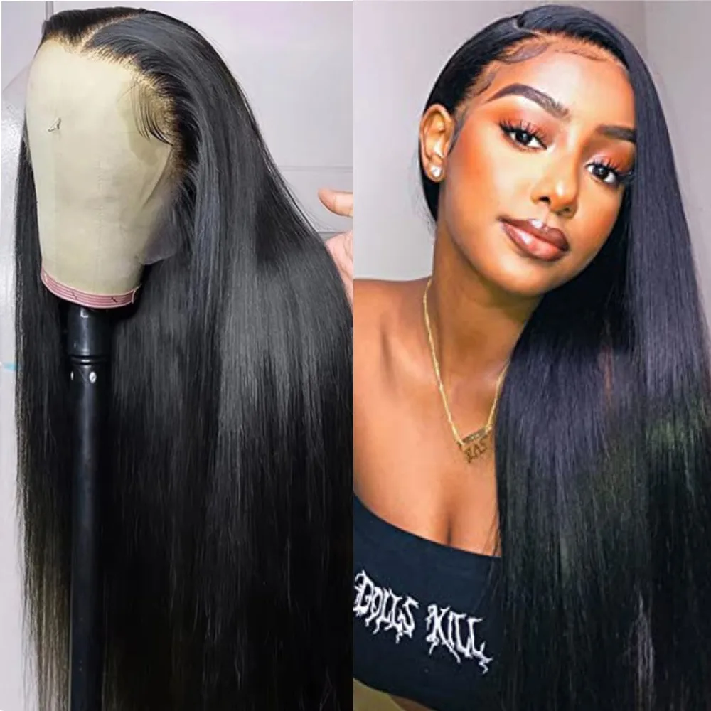 200%高密度ストレート人毛ウィッグ 13x6 13x4 HDレースフロントウィッグ ブラジル産38インチ 360フルレースフロント人毛ウィッグ 5x5