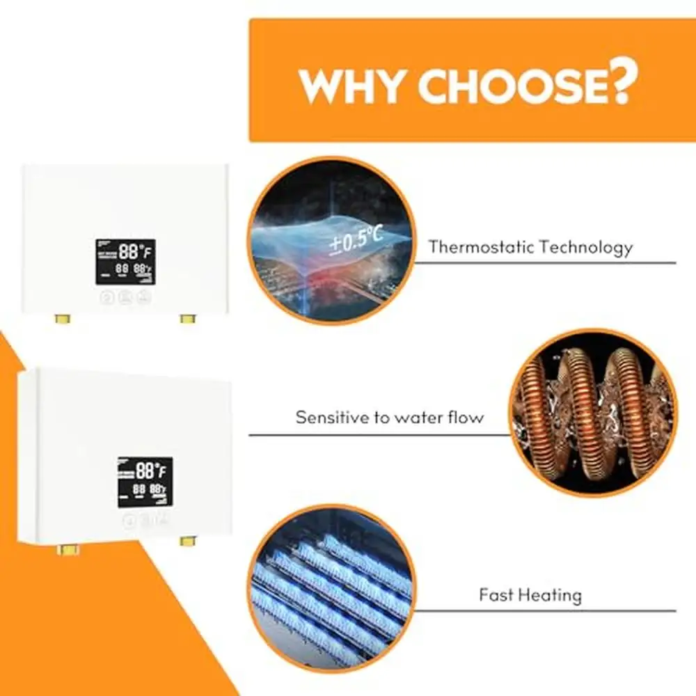 Elektryczny bezzbiornikowy podgrzewacz wody 3000W 110V z pilotem zdalnego sterowania Wyświetlacz LED Natychmiastowy podgrzewacz ciepłej wody pod zlewem na żądanie Elektryczny