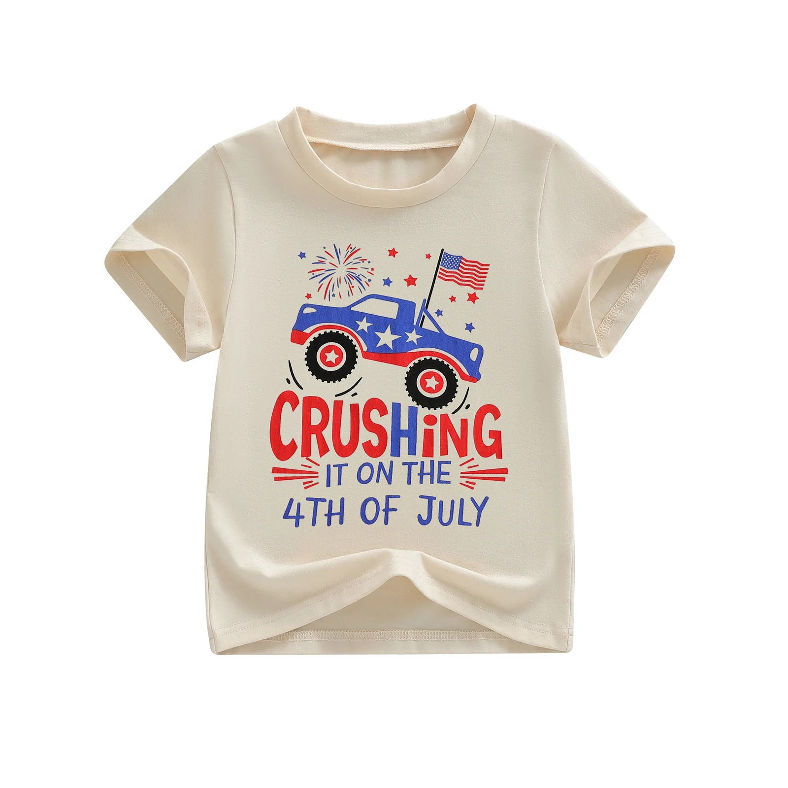 

Милая футболка с короткими рукавами для маленьких мальчиков с принтом американского флага, повседневные летние топы с круглым вырезом для празднования Дня независимости