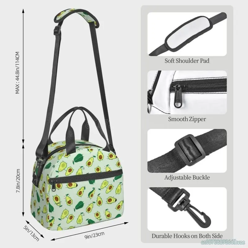 Leuke Avocado Print Geïsoleerde Lunch Tas Voor Vrouwen Koeler Bento Tote Tas Thermisch Voedsel Lunchbox Voor Schoolwerk Reizen Picknick