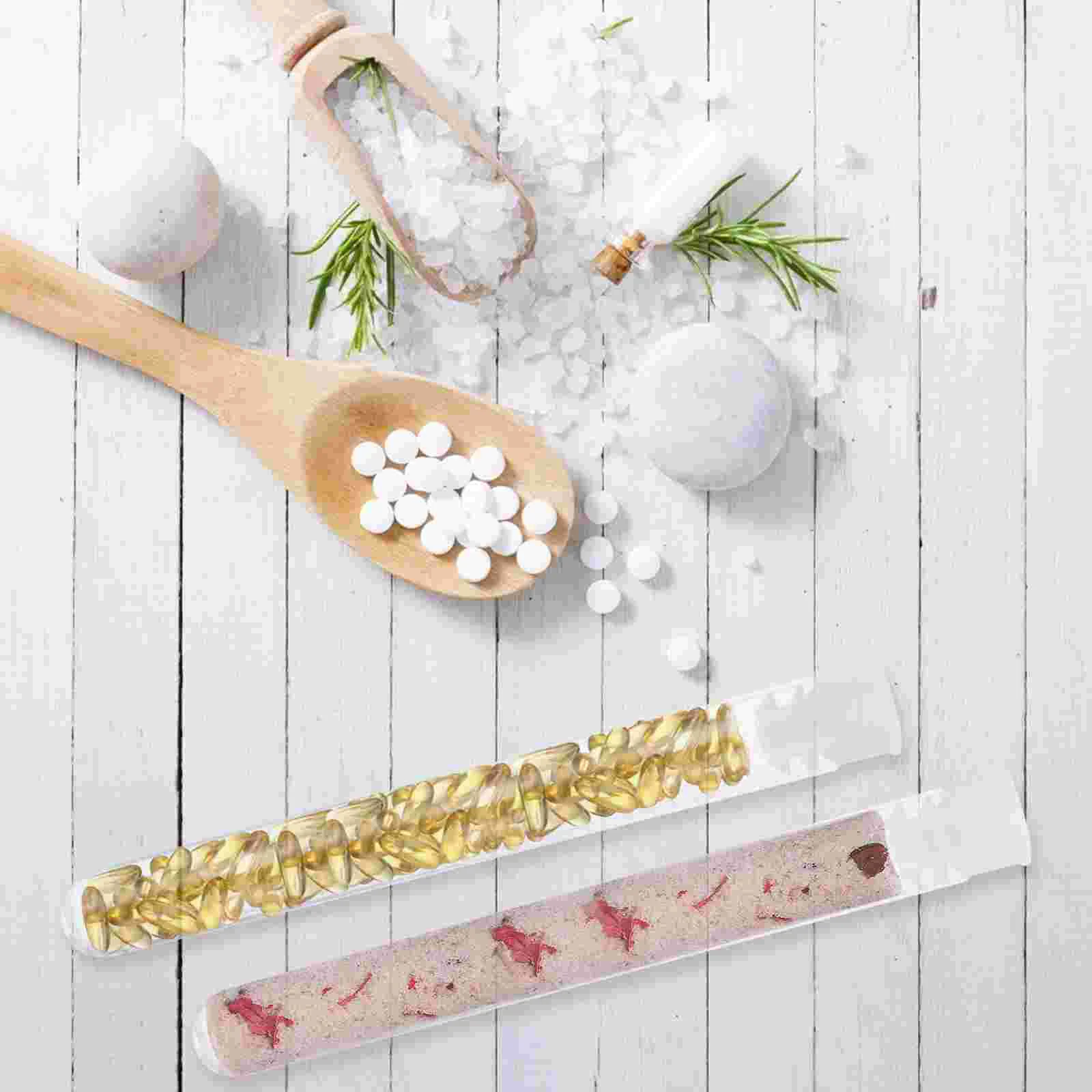 100 Pcs Disposable Plastic Test Tube Transparent Centrifugal Tubes with Rack