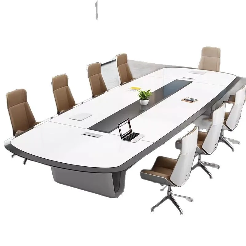 طاولة مؤتمرات مطلية راقية، طاولة طويلة، طاولة تفاوض بسيطة وحديثة لغرفة الاجتماعات