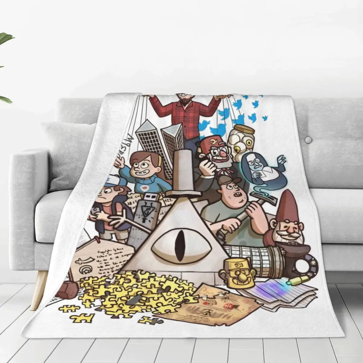 Gravity Falls Bill Cipher Knitted Blankets Flannel Super Soft Throw Blankets for Bed Bedroom Quilt Cartoon