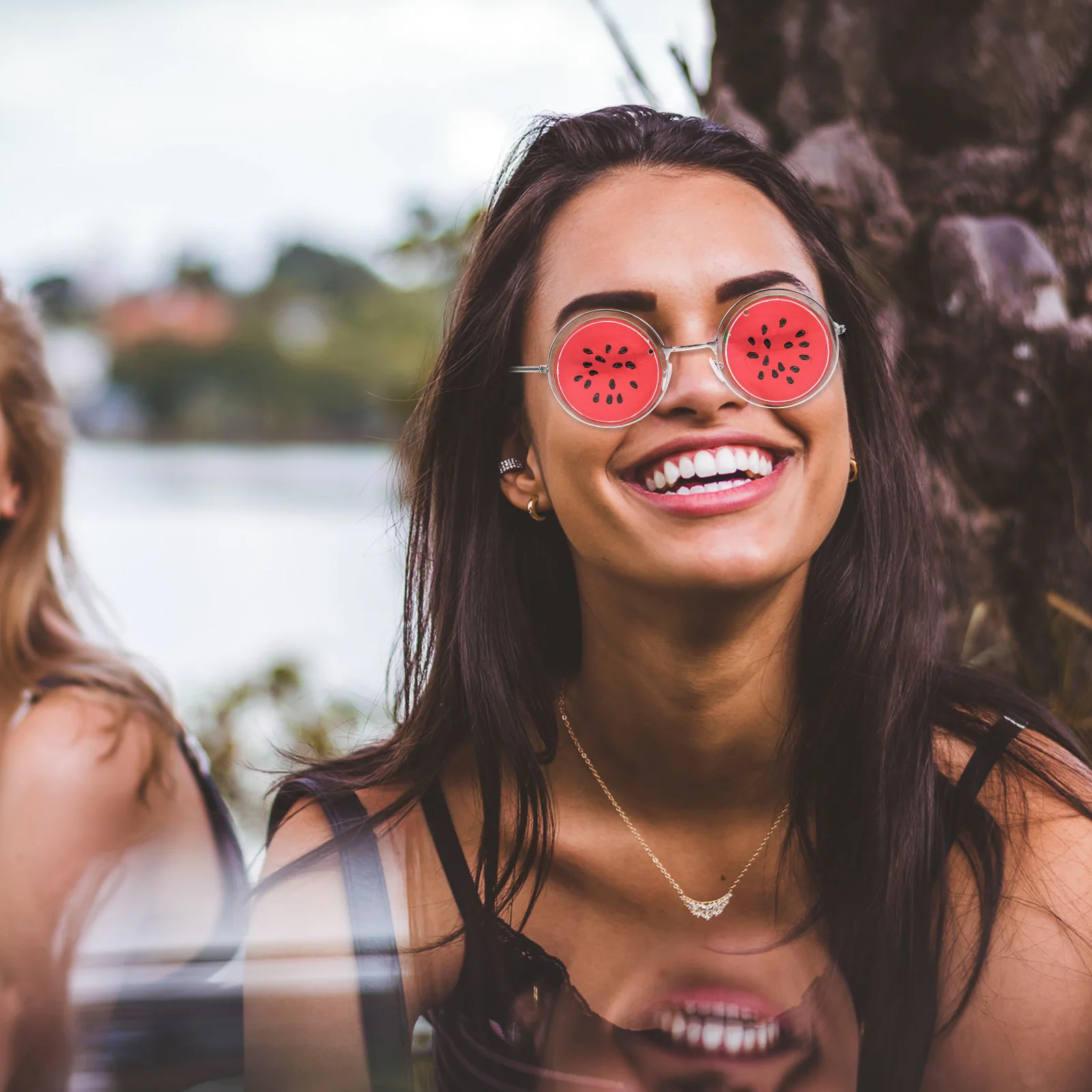 

2Pcs Watermelon Glasses Lightweight Party Sunglasses Shaped Eyeglasses Funny Cosplay Accessories for Adults Unique Fruit