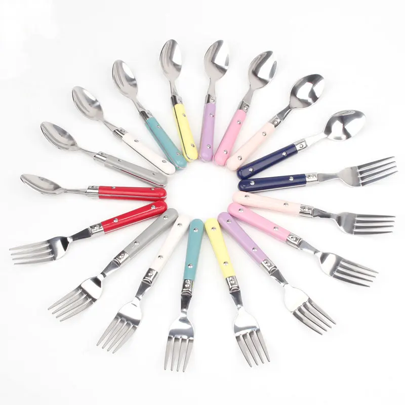3pcs/set Portable Blockware Set for Children Cartoons Western Cutlery 304 Stainless Steel Knife Fork Spoon Dinner Tableware