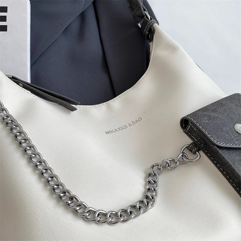 Umod Fashion Hobo borse a tracolla per donna Chain Decor Soft PU Pure Color Casual Street Shopping Tote Bag 2023 ultime borse