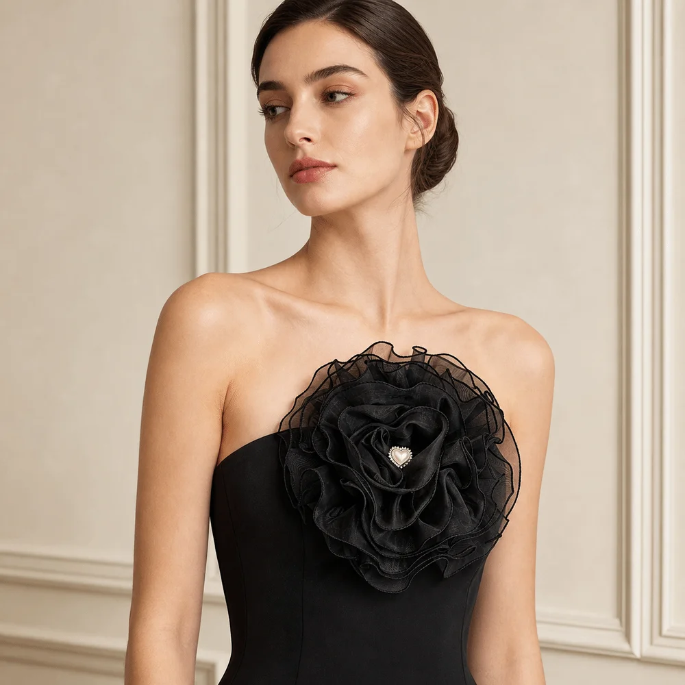 New Organza Flower Brooch Oversized 9-Layer Floral Corsage Versatile Ornament DIY Handmade Badge Pin For Evening Gowns