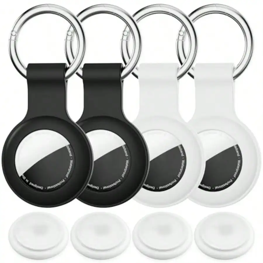

Waterproof AirTag Holder Case 4 Pack For AirTag 1st 2nd Gen Keychain Ring With Colorful Silicone Covers For Bags Luggage GPS Tracker Finder