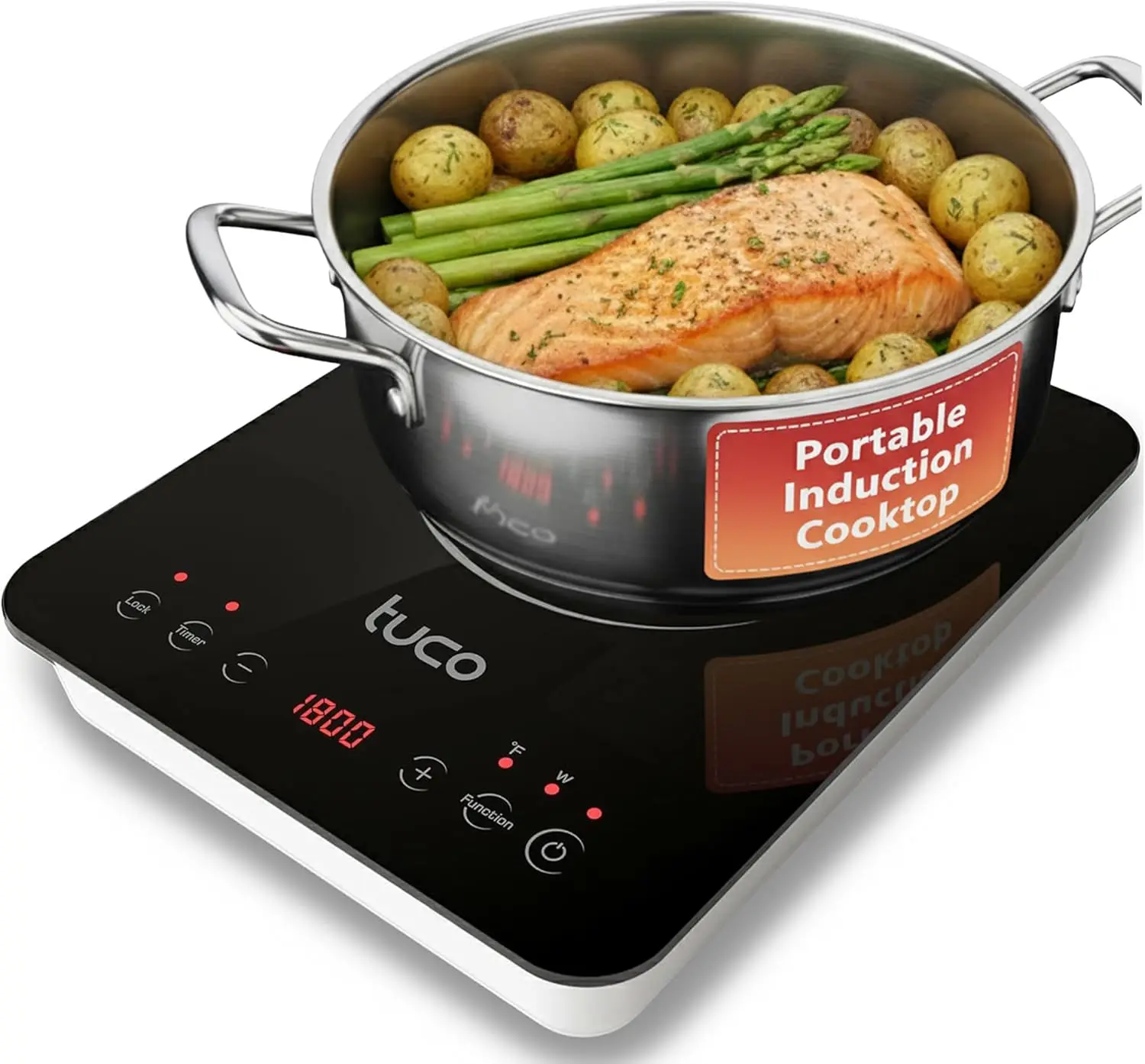 

Portable Induction Cooktop Burner, 1800W Hot Plate with LCD Touch, 20 Modes, ETL Certified