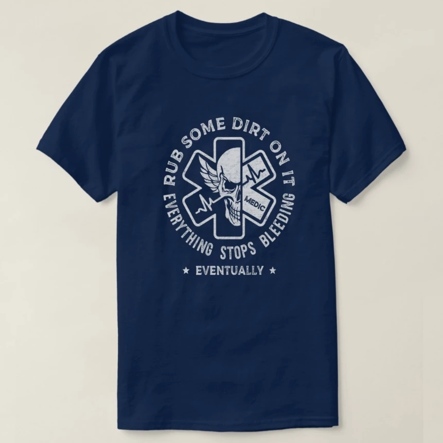 Retro EMS EMT Skull Star of Life Medical Paramedic T-Shirt 100% Cotton O-Neck Short Sleeve Summer Casual Mens T-shirt Streetwear