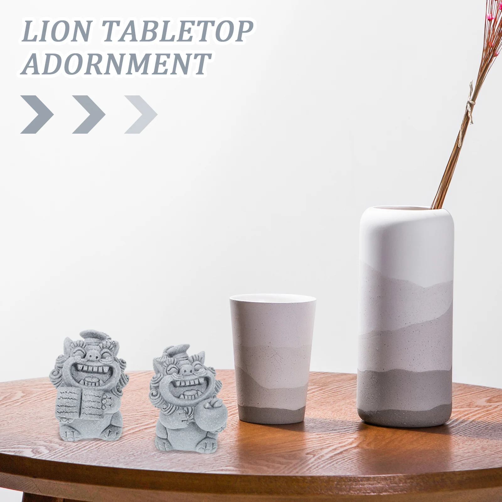 

2 Pcs Decorations Chinese Guardian Lions Figures Figurine Mini Statues Ornaments Style for Home