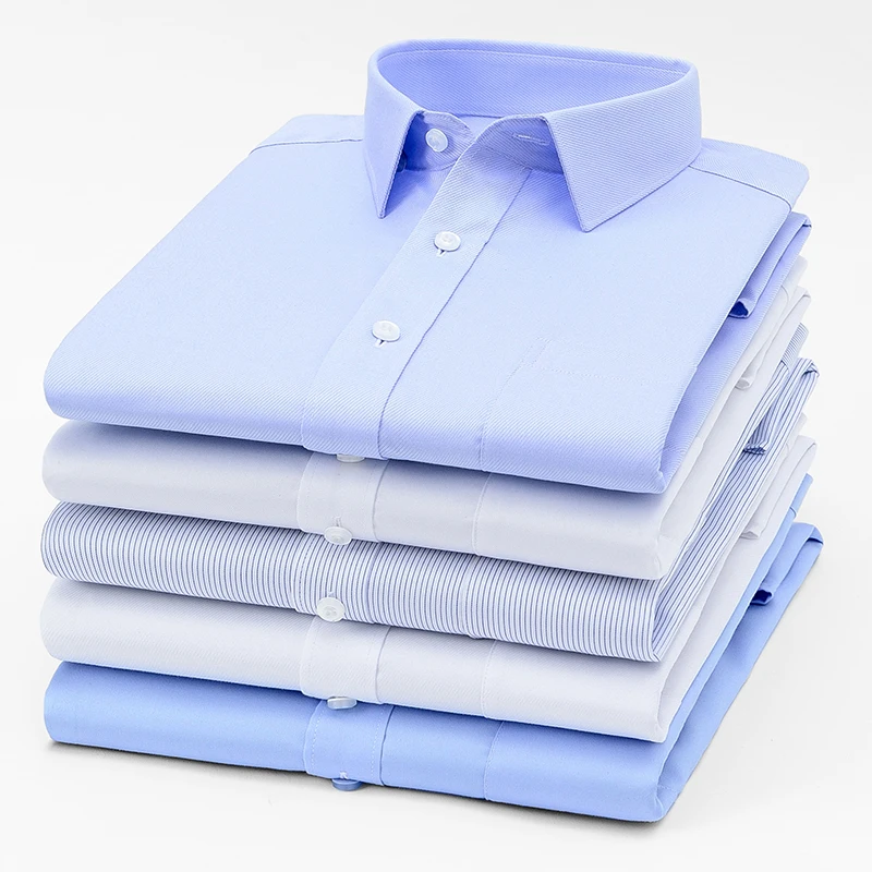 

High-end 100% Cotton Men's Long Sleeve Shirt Casual 8XL Business Wrinkle-Free Formal Office White Shirt Men Long Sleeve Slim Fit