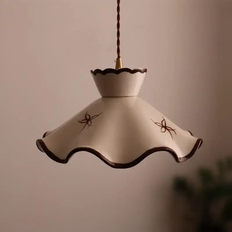 Japanese Vintage Flower Pendant Light Wabi Sabi Style Ceramic Light For Living Dining Room Study