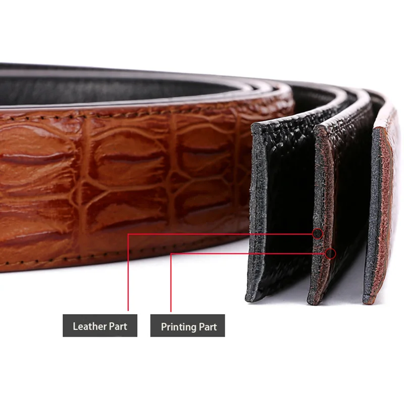 MYMC Men Genuine Leather Belt without Buckle for Automatic Buckle DIY Belt Accessories Universal Belts WaistBand Textil Printing