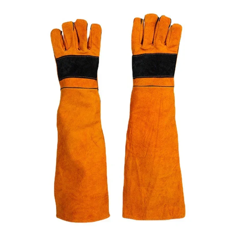 60cm /45cm Leather Forge MIG Welding Gloves,Heat/Fire Resistant Stove and Barbecue Gloves,Palm Reinforcements rękawice kowalskie