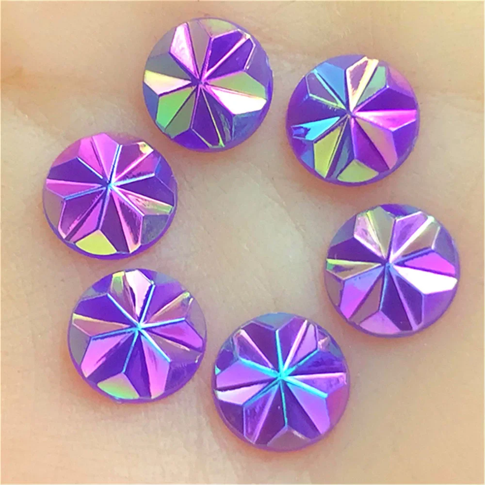 

50pcs 12mm AB Round Acrylic Rhinestones Crystal Flat Back Craft Button