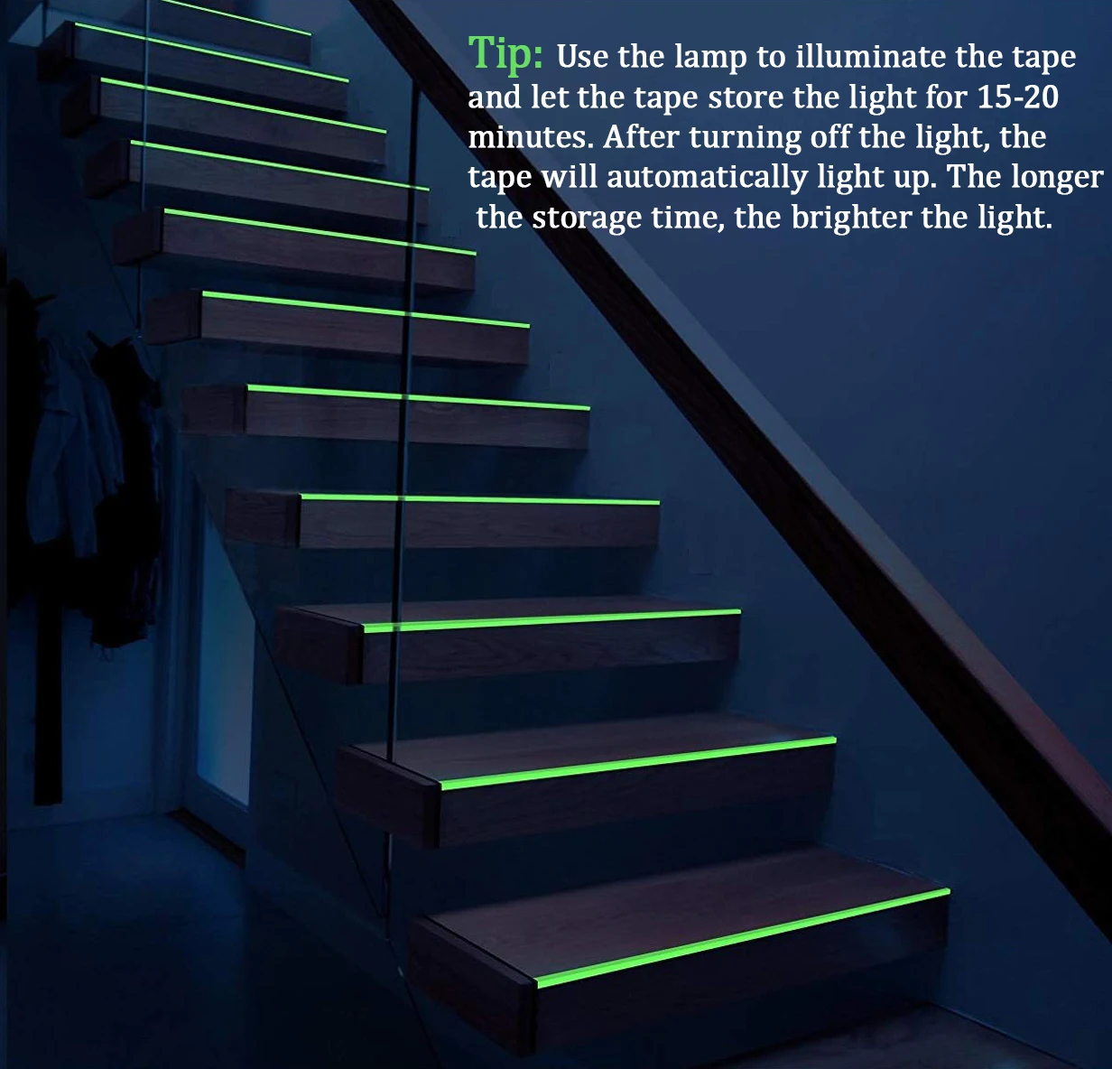 1PCS 10FT grünes fluoreszierendes Klebeband Wand Halloween Dekor Aufkleber leuchtender Nachtkleber für Bühne Boden Treppe Sicherheit Ausgangsschild – Detail 6