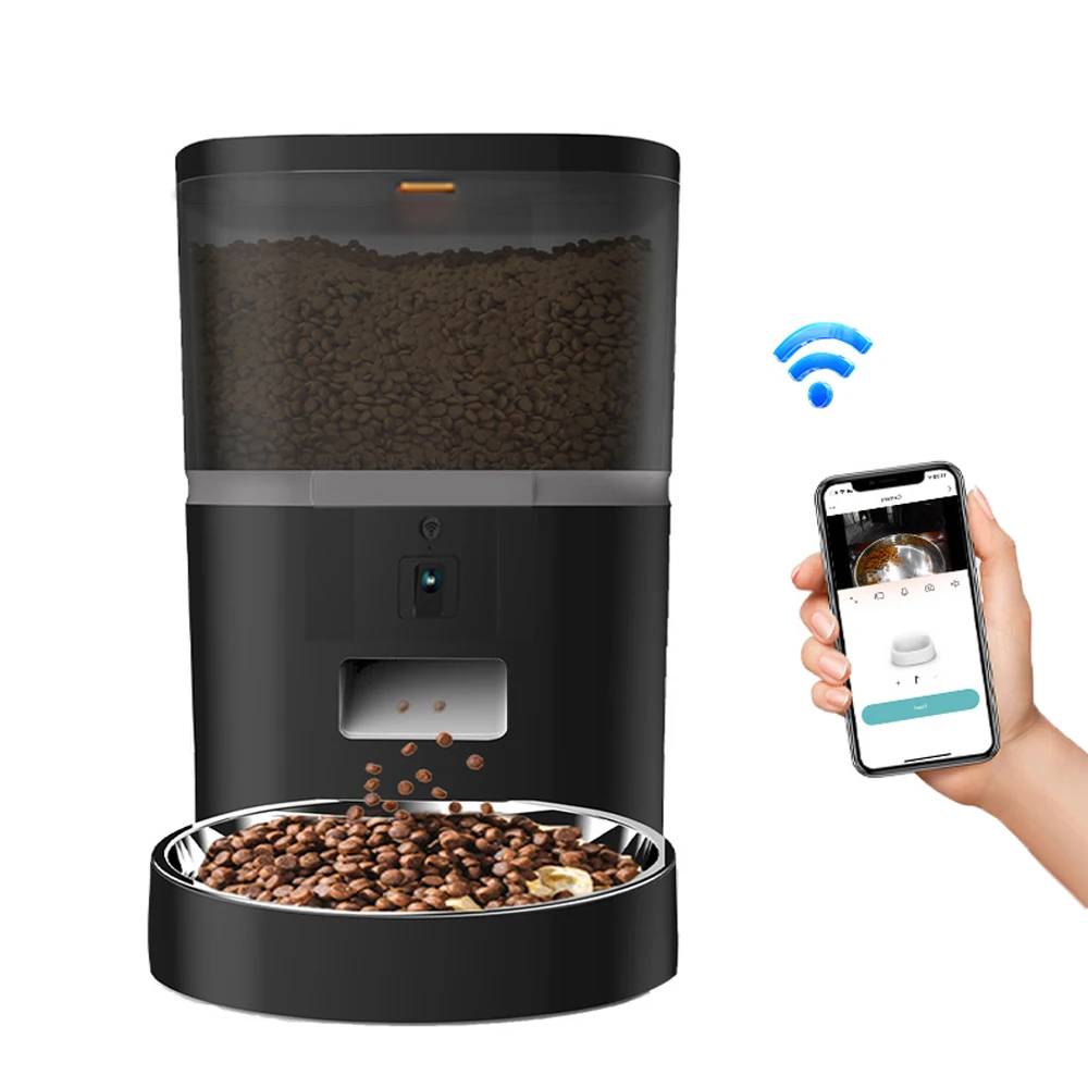 4L Dubbele Maaltijd Camera APP Automatische Huisdier Feeder Tijd Voor Huisdier Katten Hondenvoer Roestvrijstalen Kom Video Dispenser Slimme Huisdier Feeder