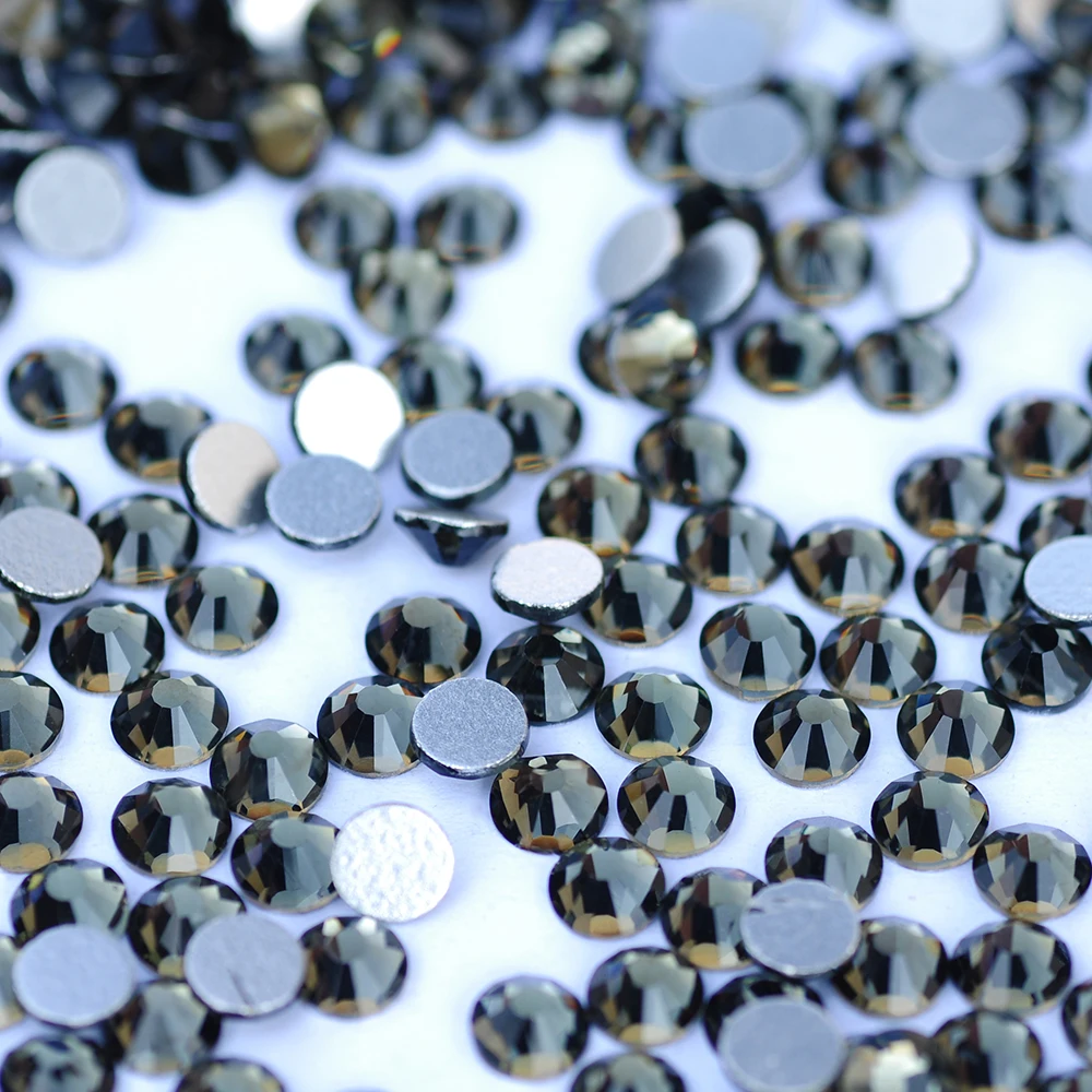 PUBRILEX Glass Black Diamond No Hotfix Flat Back Rhinestones DIY Jewelry Making Decorations Crystal Stones For Nail Charms Bags