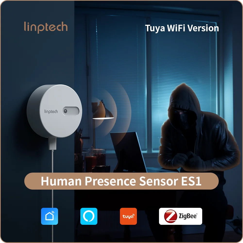 Linptech-Sensor de presencia de cuerpo humano ES1, comunicación Zigbee/Wifi, Radar de onda milimétrica inductivo estático para aplicación Xiaomi o Tuya
