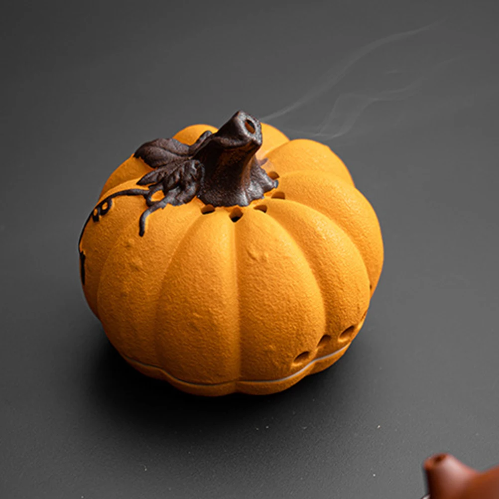 

Pumpkin Ceramic Incense Holder Decorative Desktop Incense Burner for Home Study Office Tabletop Use Pumpkin Decor