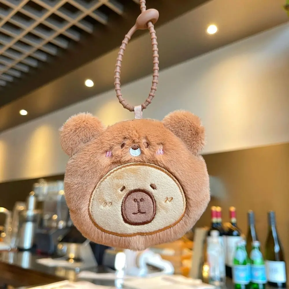 Rabbit Capybala Plush Coin Purse Bag Hanging Fluffy Little Bear Plush Doll Keyring Keychain Animals Frog Plush Pendant