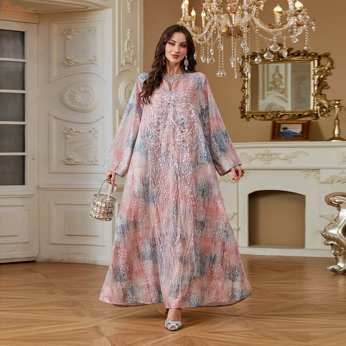 

Zahraa Luxury Dubai Abayas Eid Djellaba Embroidery Sequin Muslim Women Maxi Dress Turkey Kaftan Caftan Marocain Femme Jalabiya