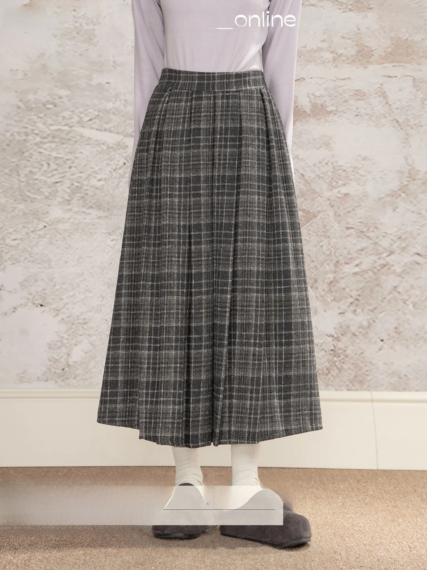 

Loveheynew Vintage Plaid Woolen Skirt Women Winter New Sle College Wind Hip Covering Slim Pleated Long Skirt