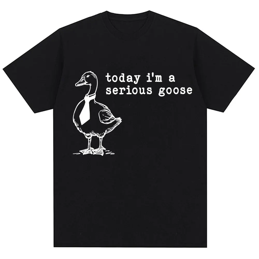 

Футболка унисекс с забавным мемом «Сегодня я серьезный гусь», модная, в стиле Харадзюку, с коротким рукавом, оверсайз, 100% хлопок, повседневная