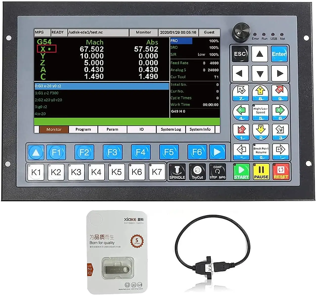 

5 Axis DDCS Expert CNC Controller System,1000KHz Offline Stand Alone Servo/Stepper Motor Motion Control PLC Replace mach3 for CN