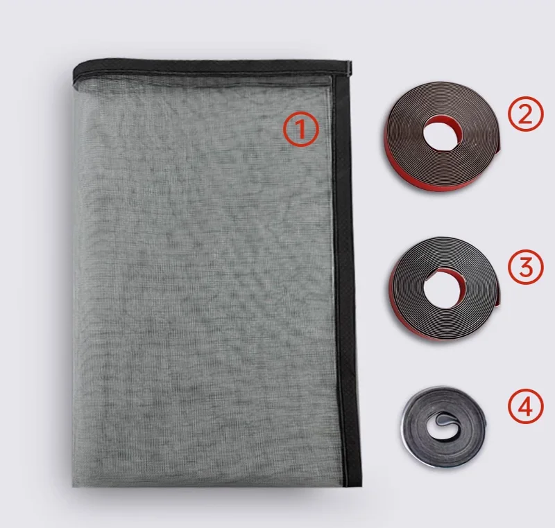 Black magnetic mosquito repellent invisible screen window net,simple self-adhesive household mosquito net,supports customization