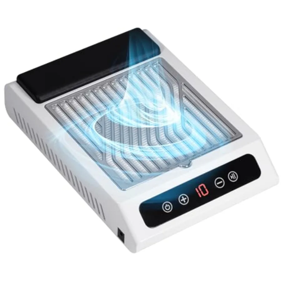 

Nail Dust Collector for Nail Tech with Wrist Rest Design 3700RPM Powerful Nail Vacuum Fan 10 Speed Adjustable Dust Collector wi