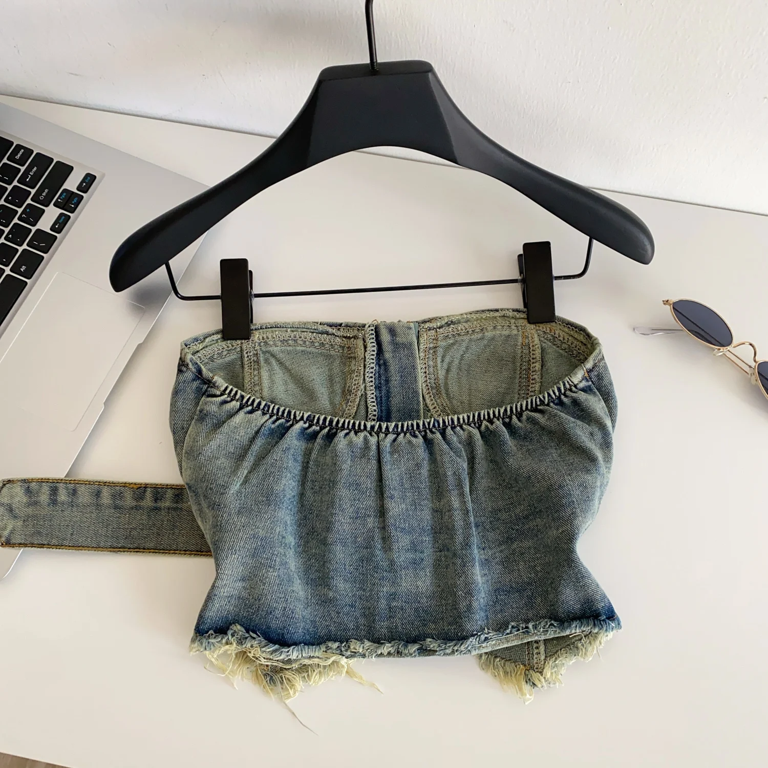 Chic Vintage zipper sashes solid off shoulder Tank Top Korean Fashion autumn Women Sling Crop Top