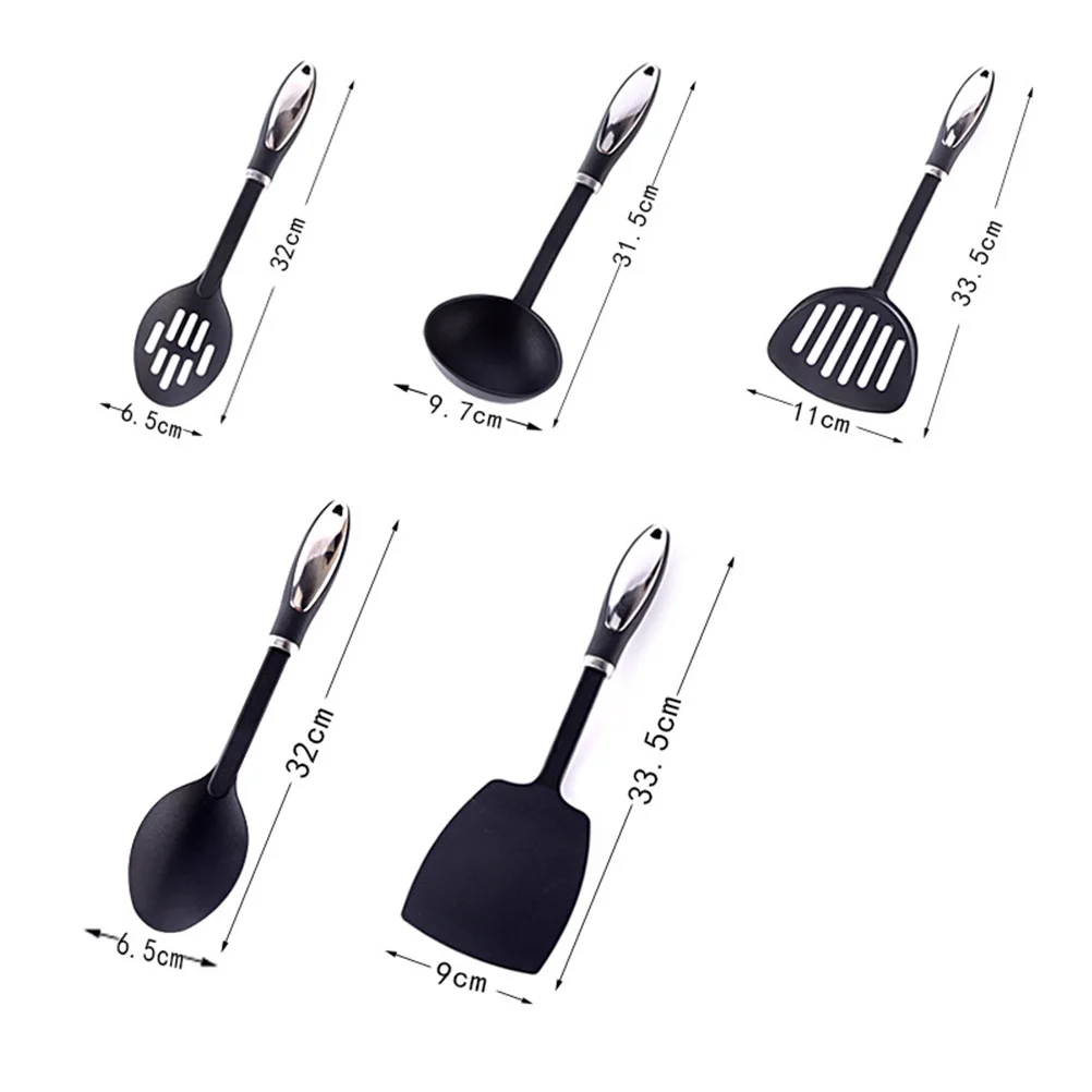 5pcs Kitchen Utensil Set Nylon Non-Stick Heat-Resistant Cookware Tools For Cooking Baking Soup Ladle Turner Colander Spoon Salad