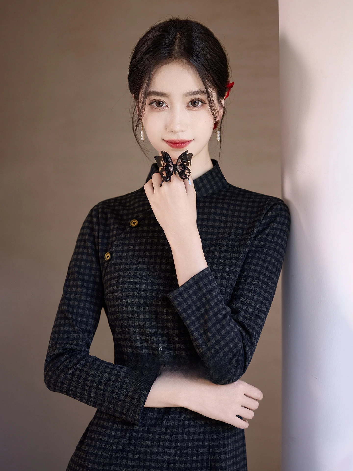 

Ele Bla Chinese Sle Long Sve Qipao Young Высококачественная осенне-зимняя модная теплая юбка из полиэфирного волокна с низким разрезом