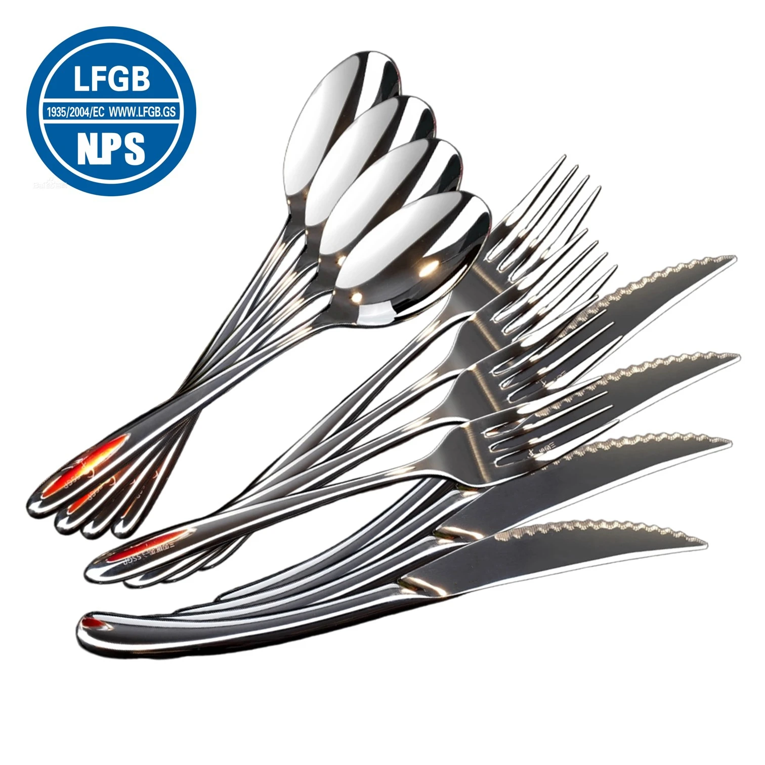 

LFGB Certification 12 Pieces Knife Fork Spoon Cutlery Set 316 Stainless Steel Anti-bacterial Flatware Well Packaged Dinnerware