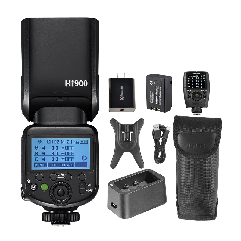 2027 Hi 900 Outdoor Flash Light Photography Camera Universal Li-ion Battery Speedlite TR-Q7 Flash Trigger Kit