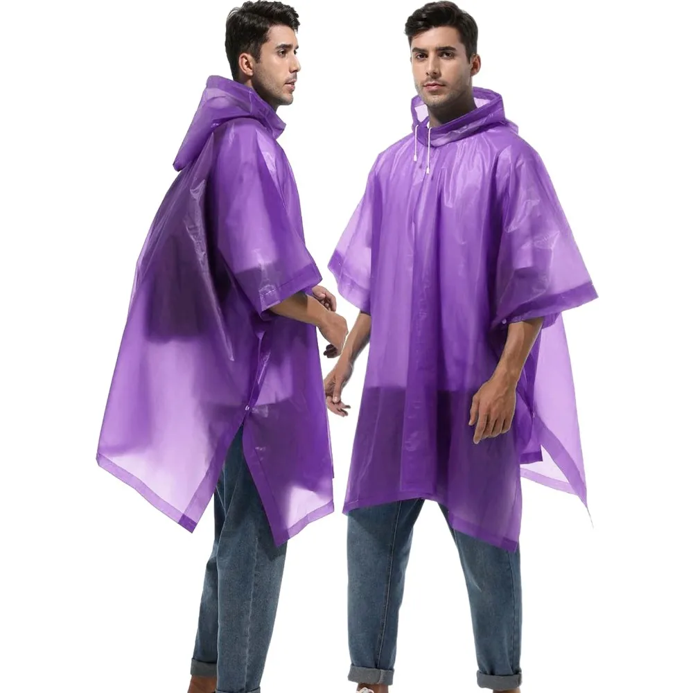 عبوة من قطعتين من عباءات المطر القابلة لإعادة الاستخدام للبالغين، معاطف المطر HOOMBOOM للبقاء على قيد الحياة في حالات الطوارئ للنساء/الرجال بغطاء للرأس والرباط #2