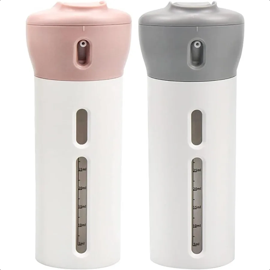 

4 in 1 Travel Dispenser 2 Pack Travel Shampoo and Conditioner Dispenser Refillable Travel Bottles for Toiletries Muti Pump Bott