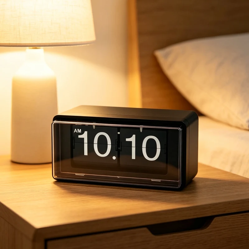 Retro Black Flip Clock with Auto Page Turning Big Number Display AM PM for Home Office School Hotel Café Table Clock