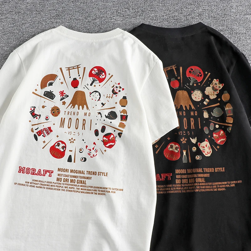 メンズ半袖ラウンドネックTシャツ,レトロ,コットン,ウォッシュドユース,ファッショナブル,100%