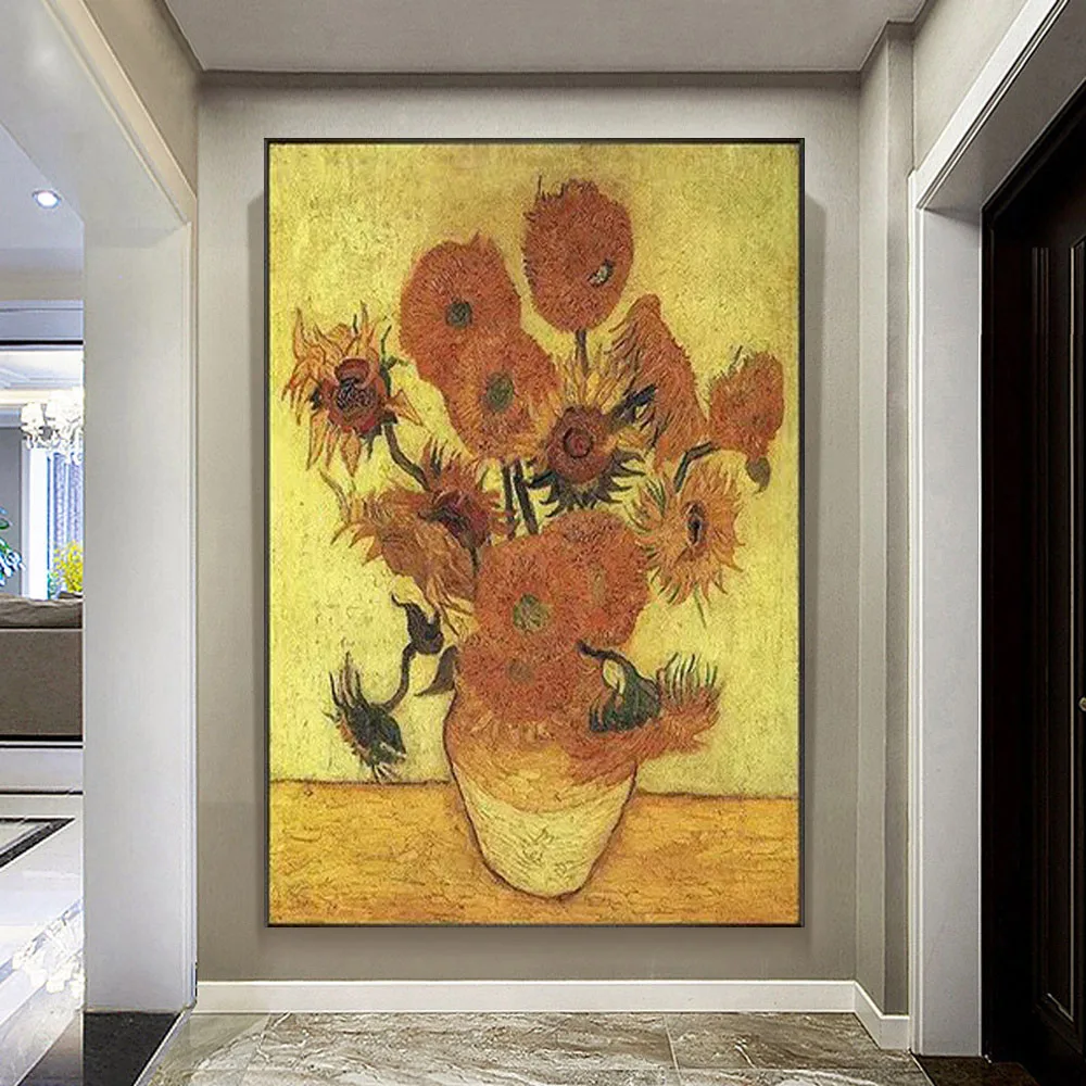 

Pure Hand-Painted Sunflower Cloth Abstract Oil Painting Minimalist Fashion Modern Art-Wall Home-Room Wall Porch Living Room