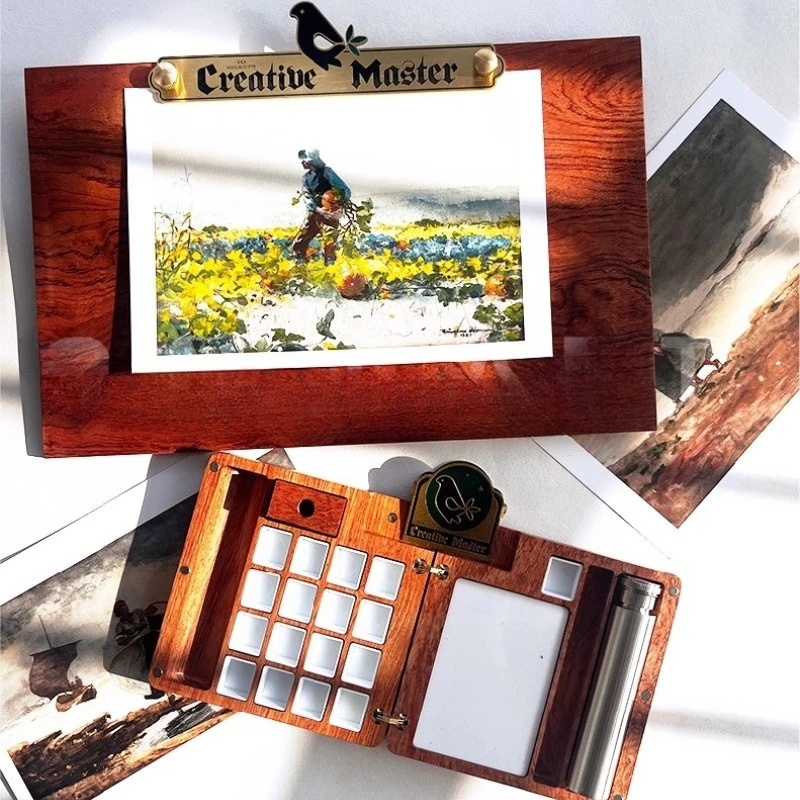 

Утолщенная деревянная коробка для акварельных пигментов, граффити, живопись, студенческий эскиз, портативная коробка для акварельных пигментов для рисования